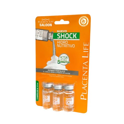 Ampolleta Capilar Placenta Life Shock Hidro Nutritivo  10ml X 3Unidades