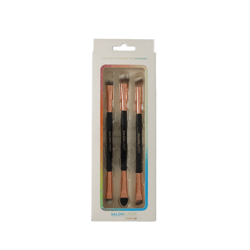 Kit De Brochas Para Ojos Salon Expert Negro Dorado 3 Unidades