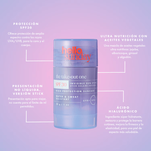 Bloqueador Solar en Barra Hello Sunday The Take-Out One Invisible Sun Stick SPF 30