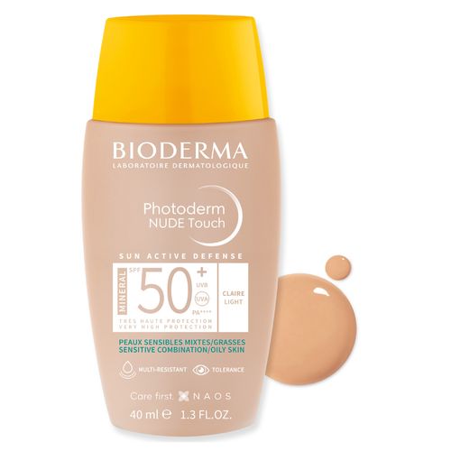 Protector Solar Bioderma Photoderm Nude Touch Mineral SPF50+ Tono claro 40ml