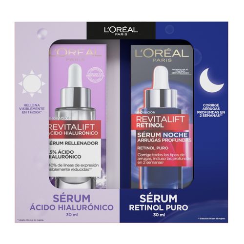 Pack L'Oréal Paris Revitalift Sérum Día Ácido Hialuronico+Sérum de Noche Retinol Puro
