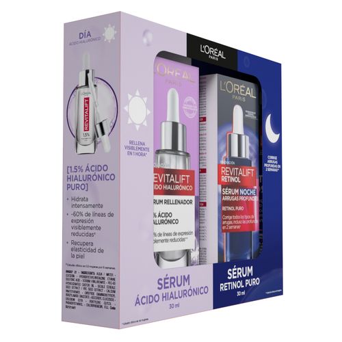 Pack L'Oréal Paris Revitalift Sérum Día Ácido Hialuronico+Sérum de Noche Retinol Puro