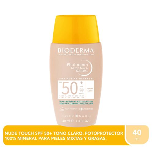 Bioderma Photoderm Nude Touch Claro SPF 50+ protector solar para piel mixta a grasa 40ml