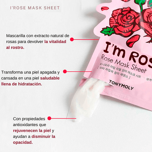 Mascarilla Facial Hidratante Tony Moly I'm Rose 21gr