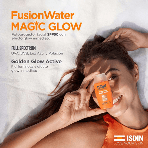 Protector Solar con efecto Glow Isdin Fusión Water Magic Glow SPF 50 50ml
