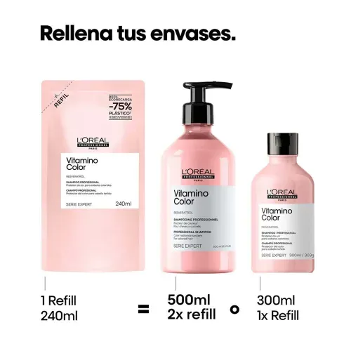 Refill Shampoo Vitamino Color protección cabello con color Loreal professionnel 240ml