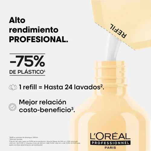Refill Shampoo Absolut Repair reparación cabello Dañado Loreal Professionnel 240ml